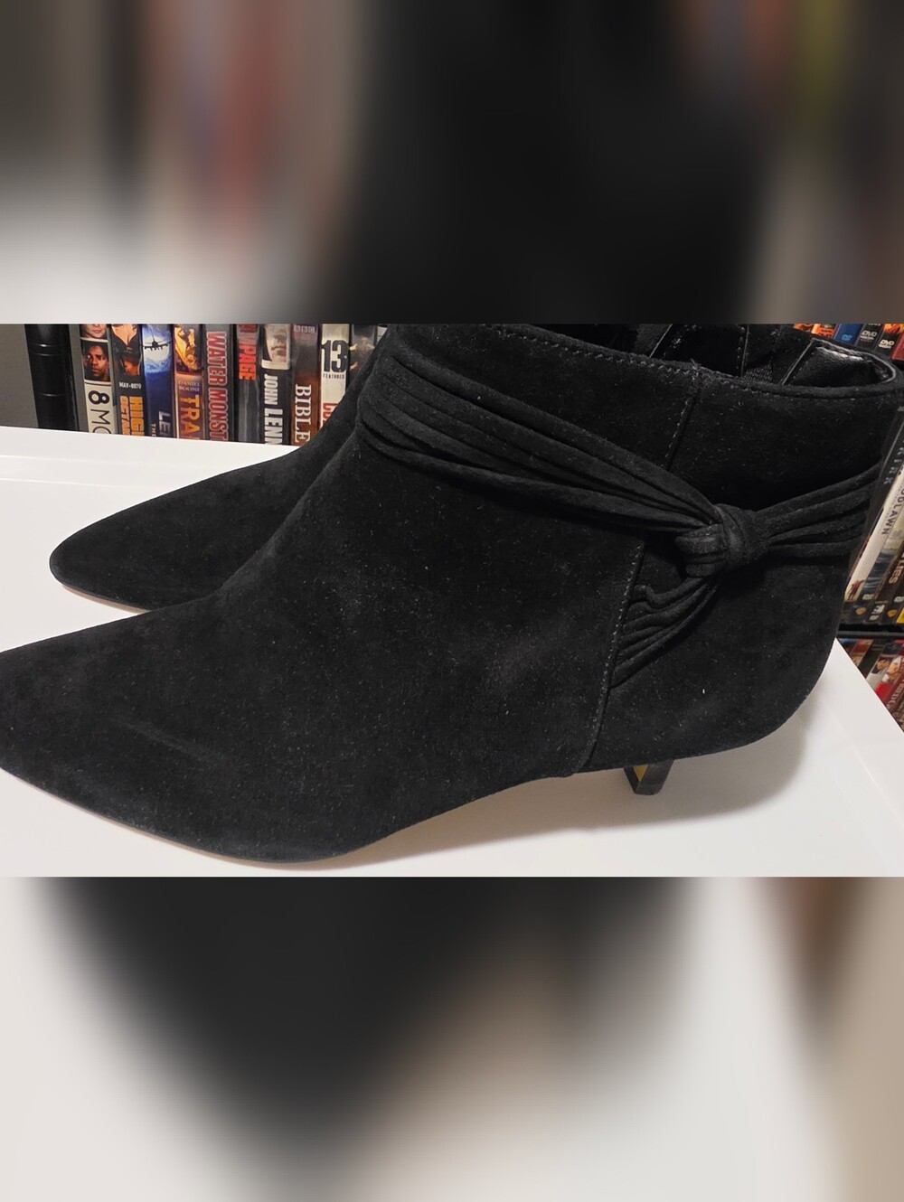 Bella Vita Black Suede Ankle Boot with Wrapped Detail